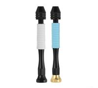 Taladro de mano, paquete de 2 brocas de mano pequeñas de 0,3 a 3,4 mm para carpintería y modelos, perforación precisa, agarre de goma antideslizante, aficionados y artesanos de bricolaje (blanco +
