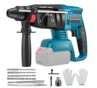 Taladro de martillo de batería de sistema profesional de 18 V, Haedswer compatible con la batería Makita de 18 V y 10 pines de perforación, mango antivibración y acoplamiento de seguridad