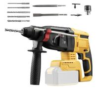 Taladro de martillo inalámbrico compatible con batería DeWalt de 18 V 20 V máximo, taladro de martillo compacto sin escobillas, 4500 BPM, energía de impacto de 2.7 J (sin batería)