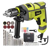 Taladro de martillo, taladro de impacto eléctrico con cable de 710 W, portabrocas de metal de 13 mm, 0-3300 RPM, potente taladro de velocidad variable para taladrar en acero