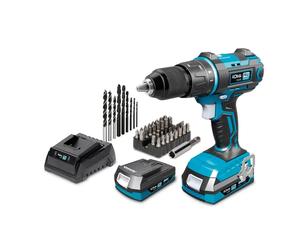 Taladro de Percussão Koma Tools Pro Series - Kit Broca de Martillo / Chave de Fenda - 20 V - 2 Baterías 2.0 A + 1 Cargador