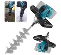 Taladro de Tierra Compatible con Makita 18V, Taladro de Agujero Profesional con Motor Sin Escobillas de 1200W, para Construcción de Jardín, Agitador de Mortero (Sin Batería y Cabezal en Espiral)