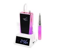 Taladro de uñas 2 en 1 alta potencia, 85 W, sin escobillas, pantalla LCD, 45000 rpm for manicura Fácil de usar(Pink)