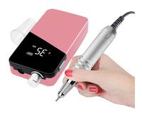 Taladro De Uñas Con Pantalla Digital Hd De 35000rpm, Máquina Pulidora De Uñas Eléctrica Inalámbrica Portátil De 25w, Juego De Herramientas De Manicura Profesionales,pink