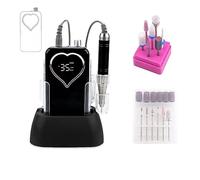 Taladro de uñas, corazón base inalámbrica de escritorio, máquina eléctrica de 35000 rpm, juego de taladro para manicura y pedicura, batería recargable, herramientas profesionales inalámbricas, juego
