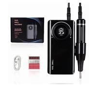 Taladro de uñas de 35000RPM con pantalla LCD, taladro de uñas recargable for esmalte de uñas de Gel, fresadora profesional de manicura(Nero)