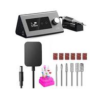 Taladro de uñas eléctrico 35000 RPM, taladro manicura Sander Nail for herramientas, máquina pantalla táctil diseñada for familias salones Potente y eficiente(Grey-Set)