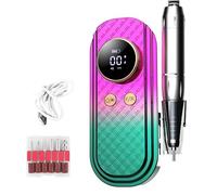 Taladro de Uñas Eléctrico 35000RPM Lima de Uñas Eléctrica Sin Cable Profesional Portátil Recargable Kit de Manicura y Pedicura con Pantalla LED para Gel o Acrilicas-Green