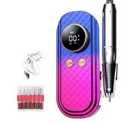 Taladro de Uñas Eléctrico 35000RPM Lima de Uñas Eléctrica Sin Cable Profesional Portátil Recargable Kit de Manicura y Pedicura con Pantalla LED para Gel o Acrilicas-Blue