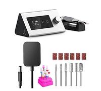 Taladro de uñas eléctrico de 35000 RPM, taladro de manicura eléctrico Sander Nail for herramientas de uñas, máquina de manicura de pantalla táctil diseñada for familias de salones(White-Set)