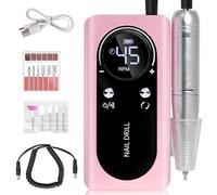 Taladro de uñas eléctrico de 45000 rpm, recargable, portátil, kit de taladro de uñas eléctrico con pantalla LCD inteligente para manicura y pedicura de uñas de gel, cuerpo reflectante, etc