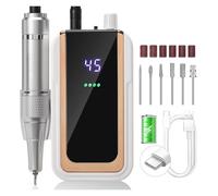 Taladro de uñas eléctrico portátil profesional 45.000 rpm, lima recargable y silenciosa Fácil de usar(Bianco)