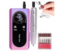 Taladro de uñas eléctrico portátil profesional de 45000 RPM, recargable, con lima de uñas de bajo ruido Fácil de usar(PURPLE)