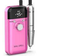 Taladro de uñas eléctrico profesional: taladro portátil recargable 45000 RPM con 6 brocas, for E Lima(Pink)