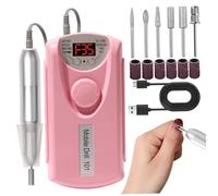 Taladro de uñas, lima de uñas eléctrica de 35000 RPM con 6 accesorios y control de velocidad, kit de amoladora de portátil para manicura y pedicura en el hogar el salón BELLEZA..
