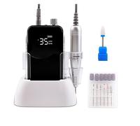 Taladro de uñas, máquina eléctrica de escritorio Wave con base inalámbrica de 35000 rpm, juego de taladro para manicura y pedicura, batería recargable, herramientas profesionales inalámbricas, Nero-A