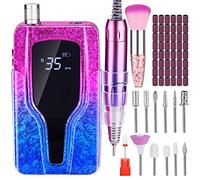 Taladro de uñas, máquina profesional de 35000 RPM, máquina de lima de uñas eléctrica recargable para uñas acrílicas, eliminación de pulido de gel, archivo electrónico inalámbrico portátil con kit de