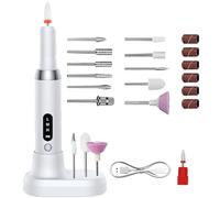 Taladro de uñas portátil, lima de uñas eléctrica recargable, taladro eléctrico versátil, base de carga eléctrica ajustable de 13,2 x 2,3 cm, para uñas en el hogar, salón de belleza, rosa, blanco