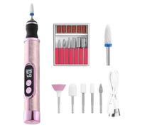 Taladro De Uñas Profesional - 13,1x2,3 Cm, Ajustable, Alta Velocidad, Bajo Nivel De Ruido | 18 Bits Bajo Ruido Profesional | Juego De Taladro De Uñas Inalámbrico Portátil, Para Manicura, Eli