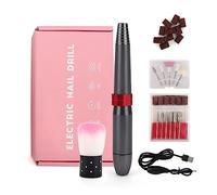 Taladro de uñas recargable de 2000 RPM, taladro de uñas inalámbrico portátil, removedor de esmalte de Gel profesional, fresa for manicura(Nero)