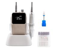 Taladro de uñas, taladro de uñas profesional, base de escritorio recargable, 35000 rpm, máquina eléctrica de manicura, lima de uñas, pedicura, perforación inalámbrica, herramientas profesionales de