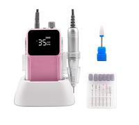 Taladro de uñas, taladro de uñas profesional, base de escritorio recargable, 35000 rpm, máquina eléctrica de manicura, lima de uñas, pedicura, perforación inalámbrica, herramientas profesionales de