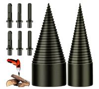 Taladro Divisor de Leña, 32mm+42mm Cortador de Troncos con 6 Mangos de Taladro, Broca para Cortar Leña Juego