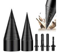 Taladro Divisor Madera, Rakuker Broca Divisor de Madera, 45 mm & 32 mm Taladro Divisor de Leña, Broca para Leña y Troncos, Taladro para Leña con 4 Mangos, Cono Divisor Madera para Astilladora de Leña