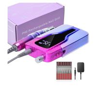 Taladro eléctrico para uñas, Taladro eléctrico de uñas 35000RPM, lijadora recargable, juego removedor gel con pantalla LED, equipo portátil pulido salón(P40 SET 1)