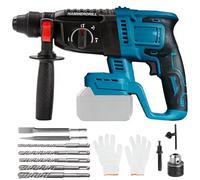 Taladro Eléctrico Percutor para Makita Baterías de 18V, Incluye 7 Brocas y Guantes, Cuenta con 3 Modos de Funcionamiento, Empuñadura Antivibración y Embrague de Seguridad(No Baterías y Cargador)