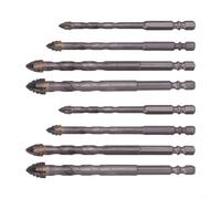 Taladro excéntrico de granito de carburo de cuatro flautas de 10 mm para juego de brocas de azulejos de 6 mm, estilo triangular en espiral con vástago hexagonal, hormigón de 8 mm, 8 piezas de 12 mm