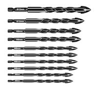 Taladro helicoidal excéntrico de alta resistencia, juego de brocas excéntricas, 10X brocas de mampostería de carburo, juego de brocas multifunción de alta dureza, herramientas manuales para