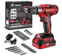 Taladro Inalámbrico, DEKOPRO 20V Taladro Atornillador Bateria con 1 Baterías y Cargador, 40 Nm, 2 Velocidad y LED, Adecuado para Bricolaje en Casa y Jardín,Rojo