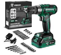 Taladro Inalámbrico, DEKOPRO 20V Taladro Atornillador Bateria con 1 Baterías y Cargador, 40 Nm, 2 Velocidad y LED, Adecuado para Bricolaje en Casa y Jardín,Verde