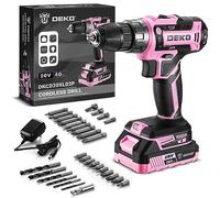 Taladro Inalámbrico, DEKOPRO 20V Taladro Atornillador Bateria con 1 Baterías y Cargador, 40 Nm, 2 Velocidad y LED, Adecuado para Bricolaje en Casa y Jardín,Rosa