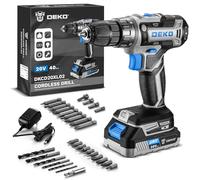 Taladro Inalámbrico, DEKOPRO 20V Taladro Atornillador Bateria con 1 Baterías y Cargador, 40 Nm, 2 Velocidad y LED, Adecuado para Bricolaje en Casa y Jardín,Azul