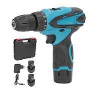 Taladro Inalámbrico, Juego de Taladro Inalámbrico sin Escobillas de 12 V con Cargador de 2 Baterías Portabrocas de Torsión de 3/8 pulg. 2 Velocidades (Enchufe de la UE)