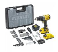 Taladro inalámbrico Stanley FatMax V20 sin escobillas con juego de accesorios, 100 piezas, 18 V SFMCD715D2A