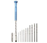 Taladro manual con juego de brocas extendidas de 0,5 a 3 mm, herramienta de perforación automática para placa de circuito de plástico de madera, diseño de portabrocas doble, kit de 10 piezas