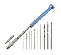 Taladro manual de 0,5 a 3 mm para madera y resina plástica, portabrocas doble semiautomático con 10 puntas, kit de herramientas para hacer modelos de bricolaje, azul, 190 mm