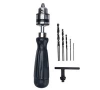 Taladro manual Taladro de manivela manual de acero al carbono con llave de portabrocas y 5 brocas para carpintería, fabricación de resina, tallado, artesanía de plástico,