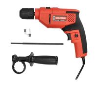 Taladro percutor 550 watt 13 mm. con variador de velocidad. incluye empuñadura y guia metalica.