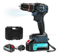 Taladro Percutor a Batería 21V Brushless con Batería 4000mAh | 50 Nm, 20+3 posiciones de par, 2 Velocidad y LED, Adecuado para bricolaje en casa y jardín