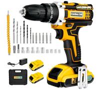 Taladro Percutor a Bateria, 21v Taladro Atornillador Batería,2 Baterías, 24 Accesorios Taladro Inalámbrico, 40 Nm, 25 + 3 Niveles de Ajuste de Par, Apto Para Herramientas Domésticas Y Uso Industrial