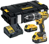 Taladro percutor a batería dewalt 18v brushless - 2 baterias incluye 2 baterías 18v xr li-ion 5ah, cargador multi-voltaje xr, pinza para cinturón, retención magnética de puntas y maletín tstak - dcd79