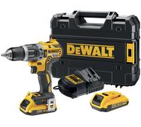 Taladro percutor a batería dewalt 18v brushless - incluye 2 baterías 18v xr li-ion 2ah, cargador multi-voltaje xr, pinza para cinturón, retención magnética de puntas y maletín tstak - dcd796d2-qw