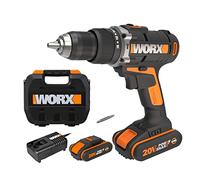 | Taladro percutor compacto 20 V Máx. WORX | WX372 | 50 Nm | Incluye 2 baterías de 2.0Ah, cargador y maletín | Reversible | 2 velocidades mecánicas | Luz LED Negro