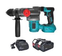 Taladro percutor de impacto eléctrico sin escobillas de 2 modos, 26 mm, martillo rotativo inalámbrico, herramientas eléctricas de mano Ladrillo, madera, acero(2PCS 4.0Ah Battery)