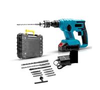 Taladro percutor eléctrico sin escobillas de 21 V, inalámbrico, multifunción, rotativo, recargable, for batería de 18 V. Ladrillo, madera, acero(2 battery)