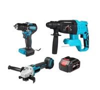 Taladro Percutor Kit Combinado De Amoladora Angular Eléctrica Sin Escobillas De 125 Mm, Taladro De Impacto De 13 Mm Y Martillo Rotativo(One battery)